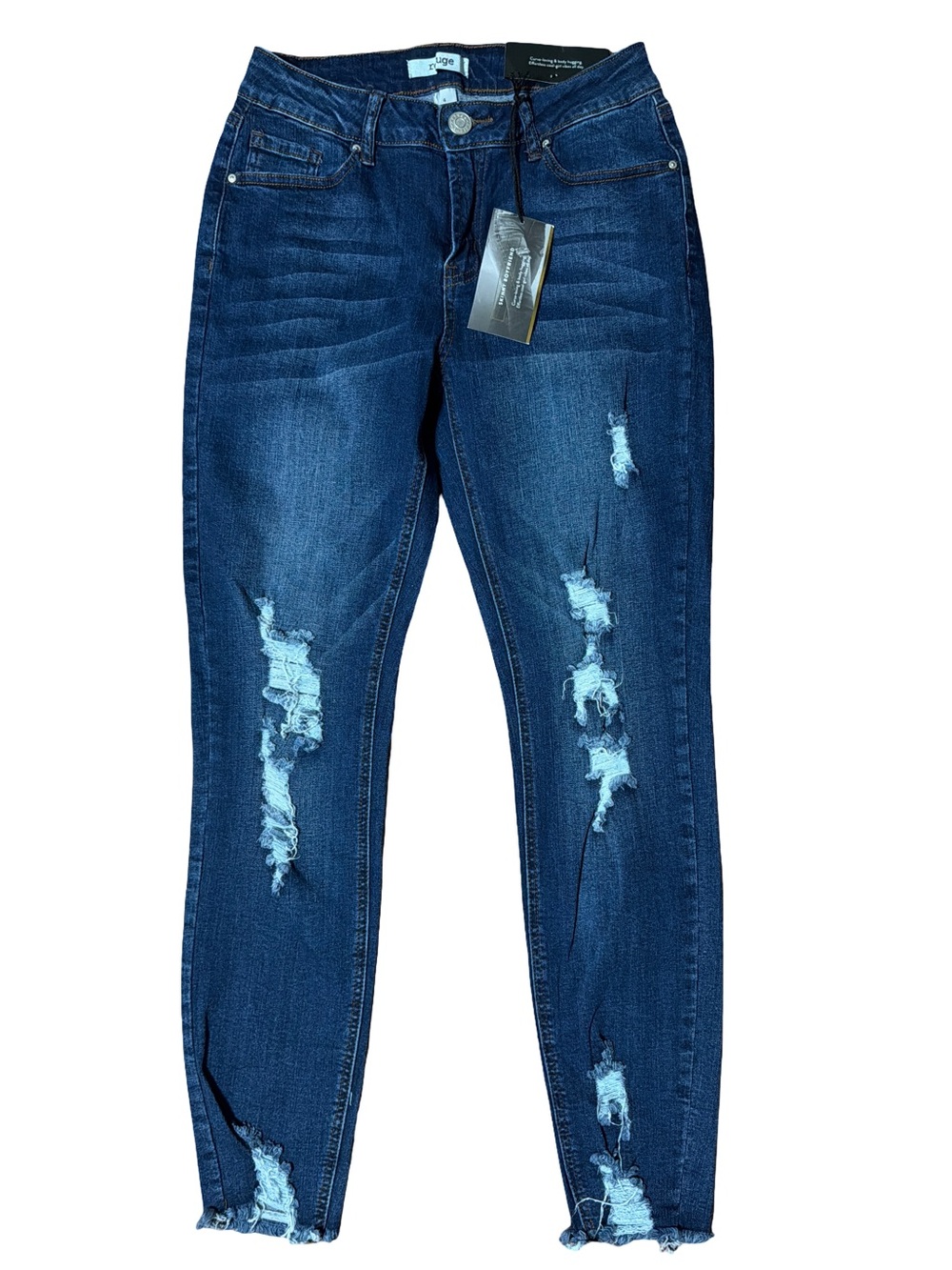 refuge Dark Indigo Distressed Skinny Boyfriend Jeans